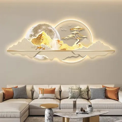 抽象 单幅 装饰画 轻奢风 客厅背景墙挂画 LED带灯画