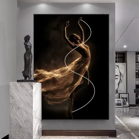 人物 单幅 装饰画 现代简约 玄关背景墙挂画 霓虹灯画