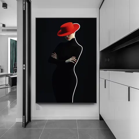 人物 单幅 装饰画 现代简约 玄关背景墙挂画 霓虹灯画