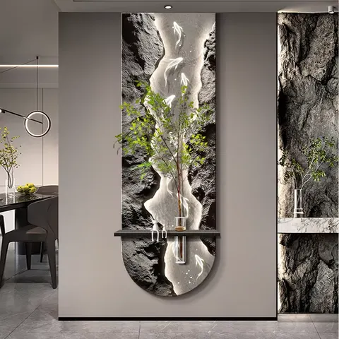 锦鲤 单幅 装饰画 现代简约 客厅背景墙挂画 LED带灯画