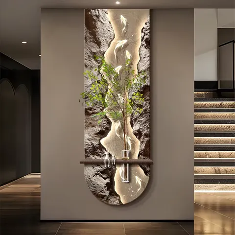 锦鲤 单幅 装饰画 现代简约 客厅背景墙挂画 LED带灯画