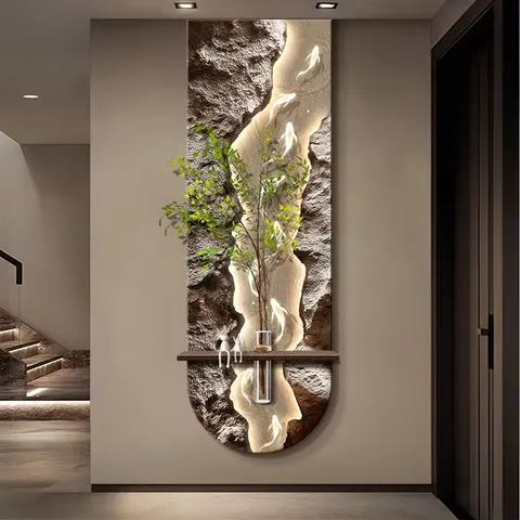 锦鲤 单幅 装饰画 现代简约 客厅背景墙挂画 LED带灯画