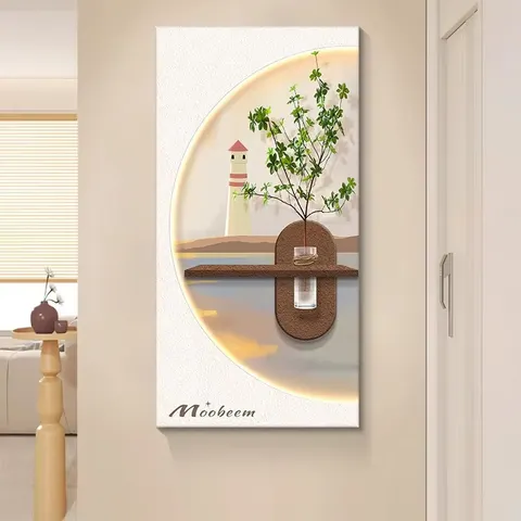 植物 单幅 装饰画 现代简约 玄关背景墙挂画 LED带灯画