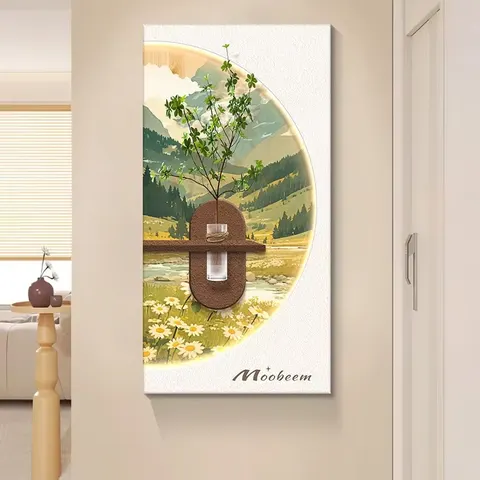 植物 单幅 装饰画 现代简约 玄关背景墙挂画 LED带灯画