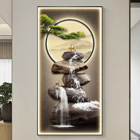 人物 单幅 装饰画 现代简约 玄关背景墙挂画 LED带灯画