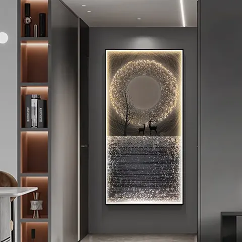 动物 单幅 装饰画 现代简约 客厅背景墙挂画 LED带灯画