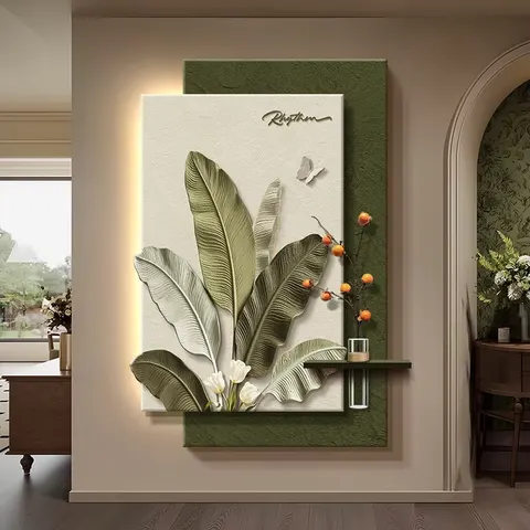 植物 单幅 装饰画 现代简约 玄关背景墙挂画 LED带灯画