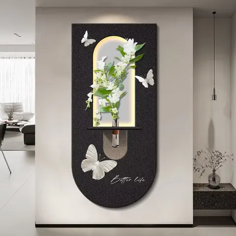 植物 单幅 装饰画 现代简约 玄关背景墙挂画 LED带灯画