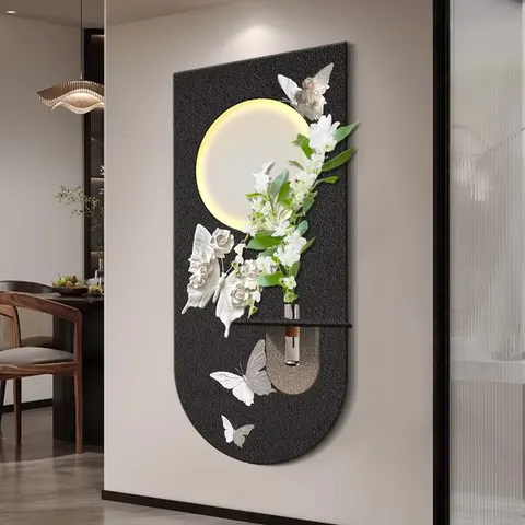 植物 单幅 装饰画 现代简约 玄关背景墙挂画 LED带灯画