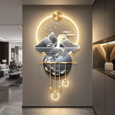 抽象 单幅 装饰画 现代简约 客厅背景墙挂画 LED带灯画