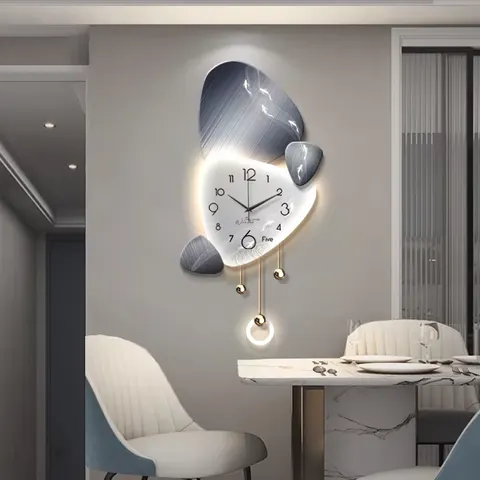 挂钟组合 单幅 装饰画 现代简约 客厅背景墙挂画 LED带灯画