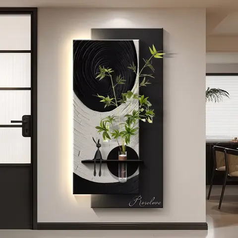 植物 单幅 装饰画 现代简约 玄关背景墙挂画 砂岩浮雕