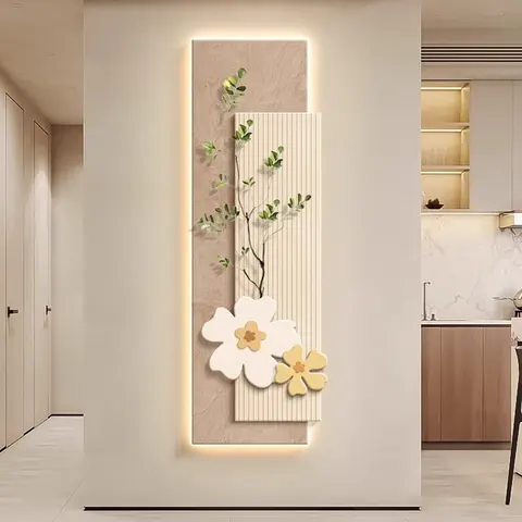植物 单幅 装饰画 现代简约 玄关背景墙挂画 LED带灯画