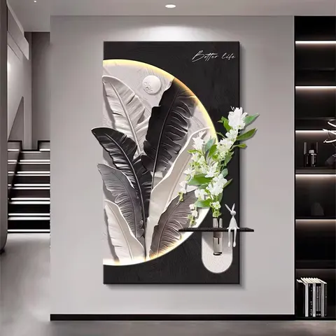 抽象 单幅 装饰画 现代简约 玄关背景墙挂画 LED带灯画
