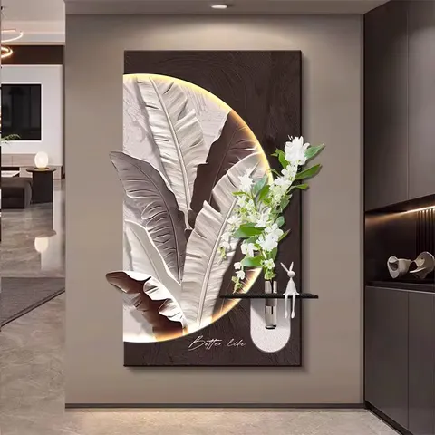 抽象 单幅 装饰画 现代简约 玄关背景墙挂画 LED带灯画