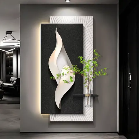 植物 单幅 装饰画 现代简约 客厅背景墙挂画 LED带灯画