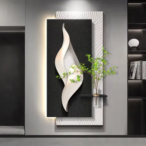 植物 单幅 装饰画 现代简约 客厅背景墙挂画 LED带灯画