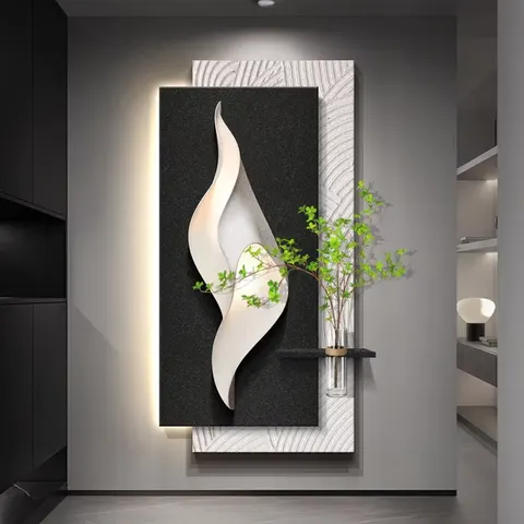 植物 单幅 装饰画 现代简约 客厅背景墙挂画 LED带灯画