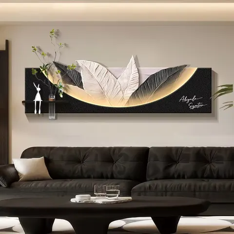 植物 单幅 装饰画 现代简约 客厅背景墙挂画 砂岩浮雕