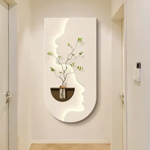 植物 单幅 装饰画 现代简约 玄关背景墙挂画 LED带灯画