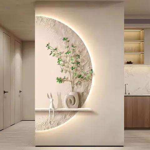 植物 单幅 装饰画 现代简约 玄关背景墙挂画 砂岩浮雕