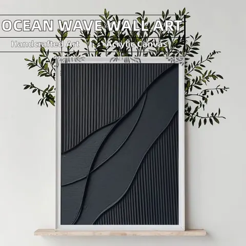 海浪 单幅 装饰画 奶油风 客厅背景墙挂画 手绘油画
