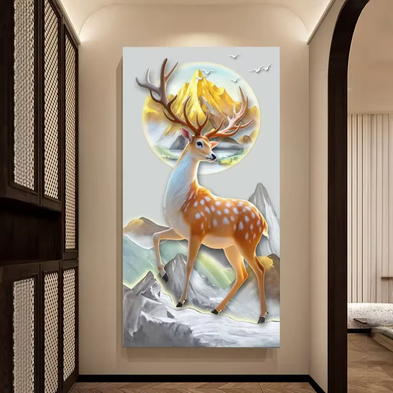 抽象 单幅 装饰画 现代简约 玄关背景墙挂画 LED带灯画