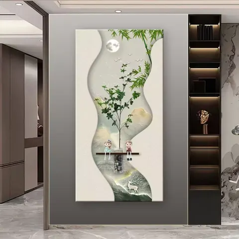 抽象 单幅 装饰画 现代简约 玄关背景墙挂画 LED带灯画
