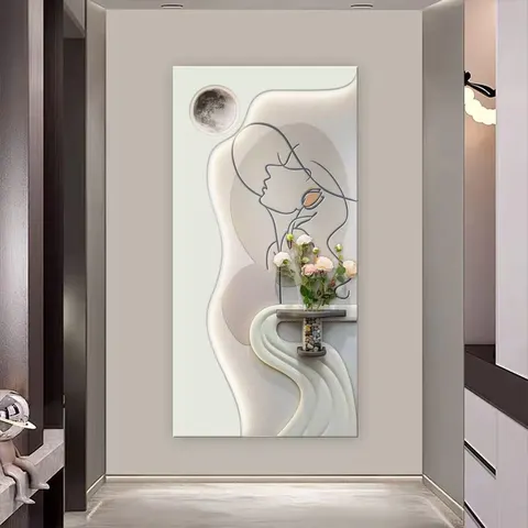 抽象 单幅 装饰画 现代简约 玄关背景墙挂画 LED带灯画