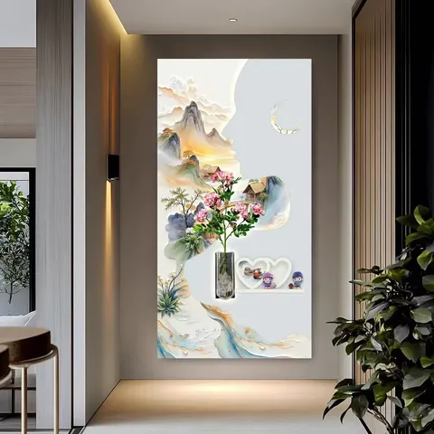 抽象 单幅 装饰画 现代简约 玄关背景墙挂画 LED带灯画