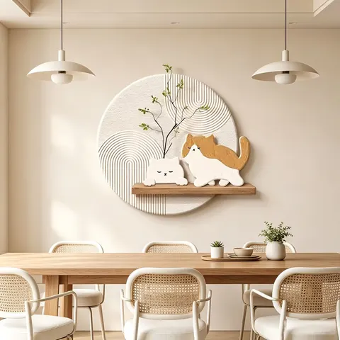 动物 单幅 装饰画 原木风 餐厅背景墙挂画