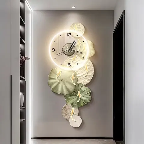 锦鲤 单幅 装饰画 现代简约 客厅背景墙挂画 LED带灯画
