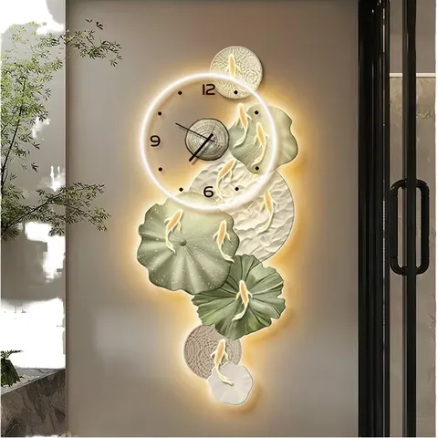 锦鲤 单幅 装饰画 现代简约 客厅背景墙挂画 LED带灯画