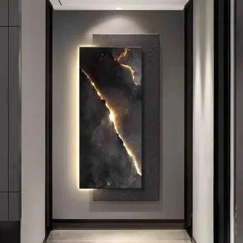 抽象 单幅 装饰画 现代简约 客厅背景墙挂画 LED带灯画