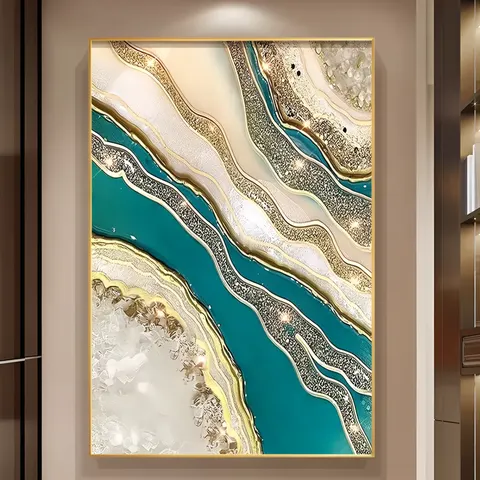 抽象 单幅 装饰画 现代简约 玄关背景墙挂画 LED带灯画