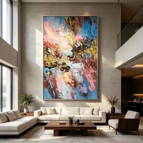 抽象 单幅 装饰画 现代简约 餐厅背景墙挂画 LED带灯画