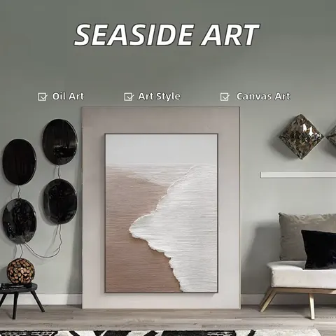 海浪 单幅 装饰画 现代简约 客厅背景墙挂画 手绘油画
