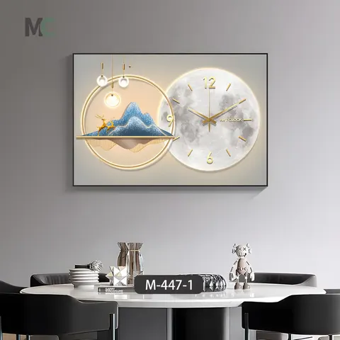 挂钟组合 单幅 装饰画 现代简约 餐厅背景墙挂画 晶瓷画