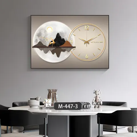 挂钟组合 单幅 装饰画 现代简约 餐厅背景墙挂画 晶瓷画