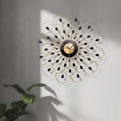 繁花 单幅 装饰画 现代简约 客厅背景墙挂画 挂钟