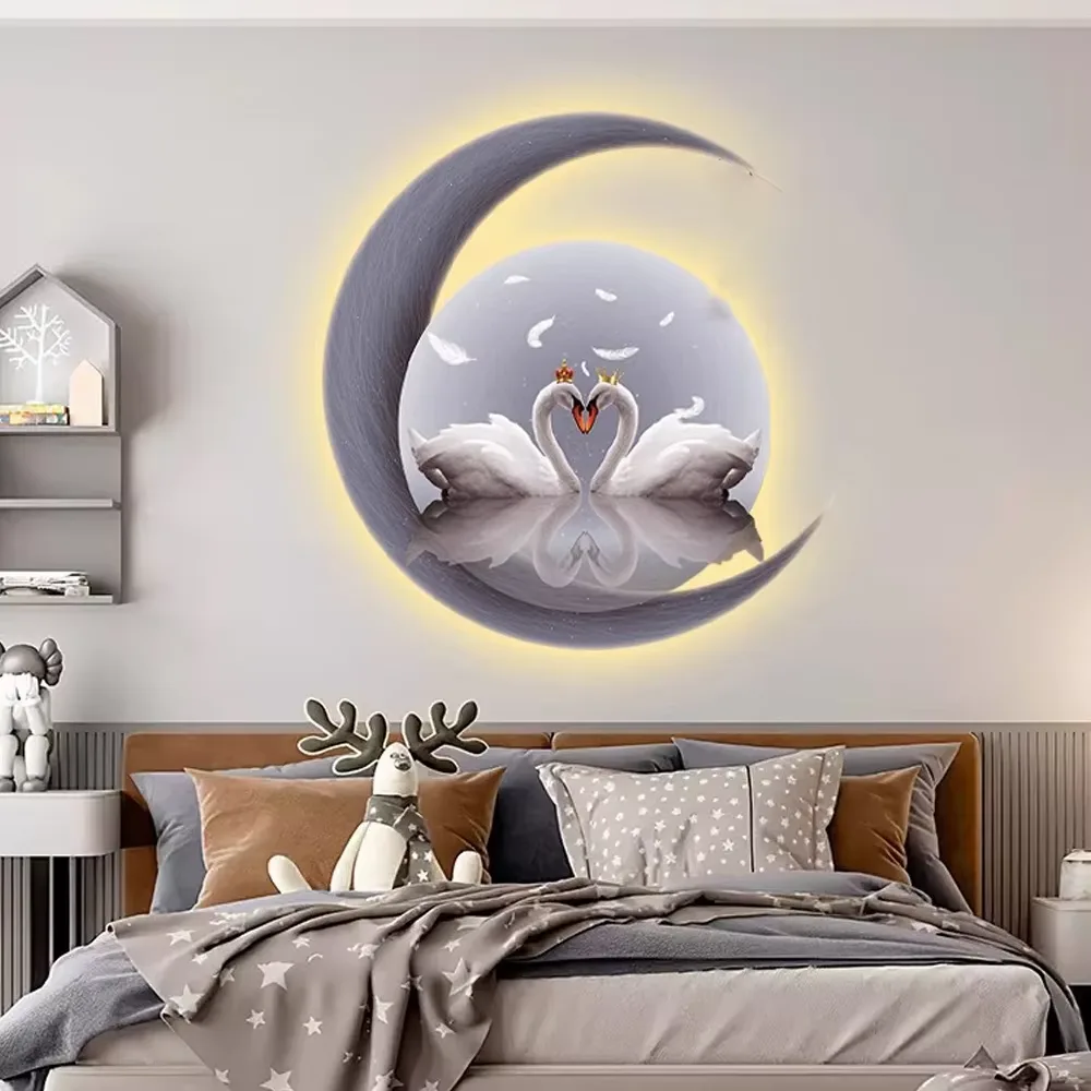 抽象 单幅 装饰画 现代简约 卧室背景墙挂画 LED带灯画