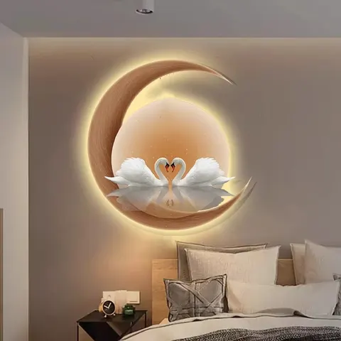 抽象 单幅 装饰画 现代简约 卧室背景墙挂画 LED带灯画
