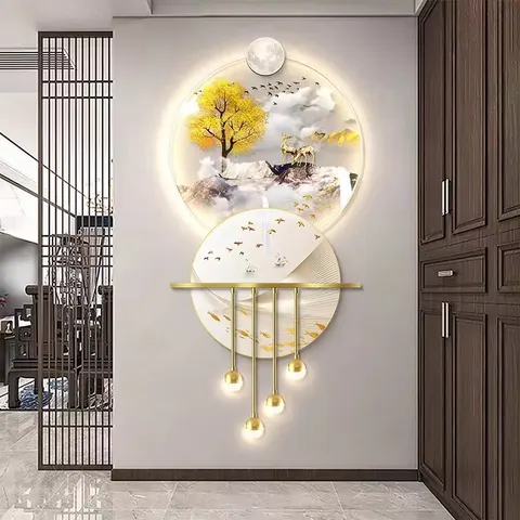 抽象 单幅 装饰画 现代简约 客厅背景墙挂画 LED带灯画