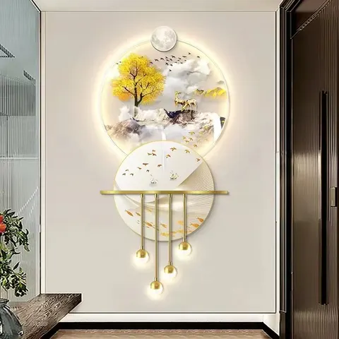 抽象 单幅 装饰画 现代简约 客厅背景墙挂画 LED带灯画
