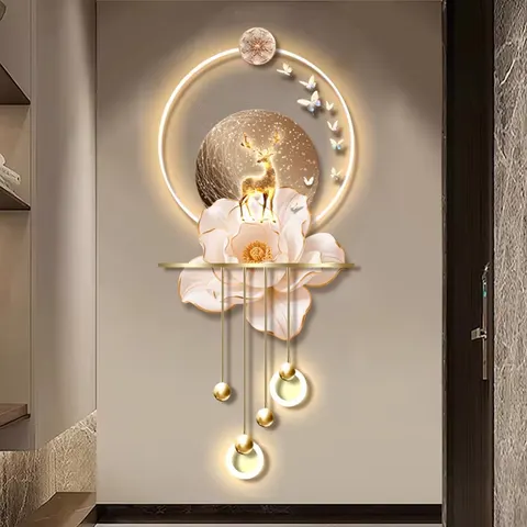 繁花 单幅 装饰画 现代简约 客厅背景墙挂画 LED带灯画