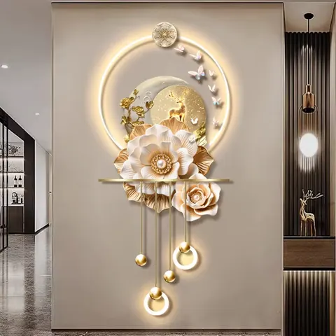 繁花 单幅 装饰画 现代简约 客厅背景墙挂画 LED带灯画