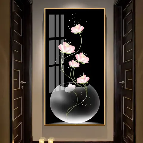 繁花 单幅 装饰画 轻奢风 客厅背景墙挂画 晶瓷画