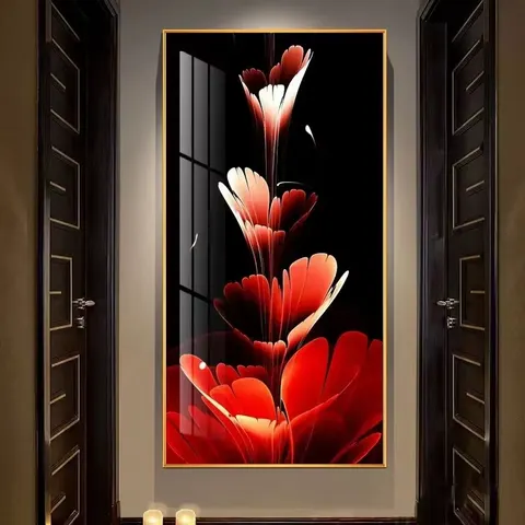 繁花 单幅 装饰画 轻奢风 客厅背景墙挂画 晶瓷画