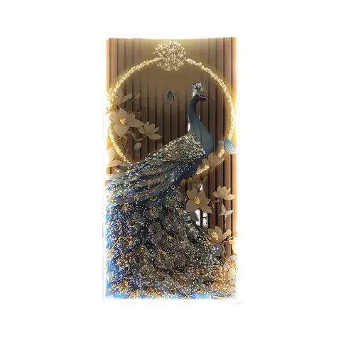 孔雀 单幅 装饰画 轻奢风 客厅背景墙挂画 LED带灯画