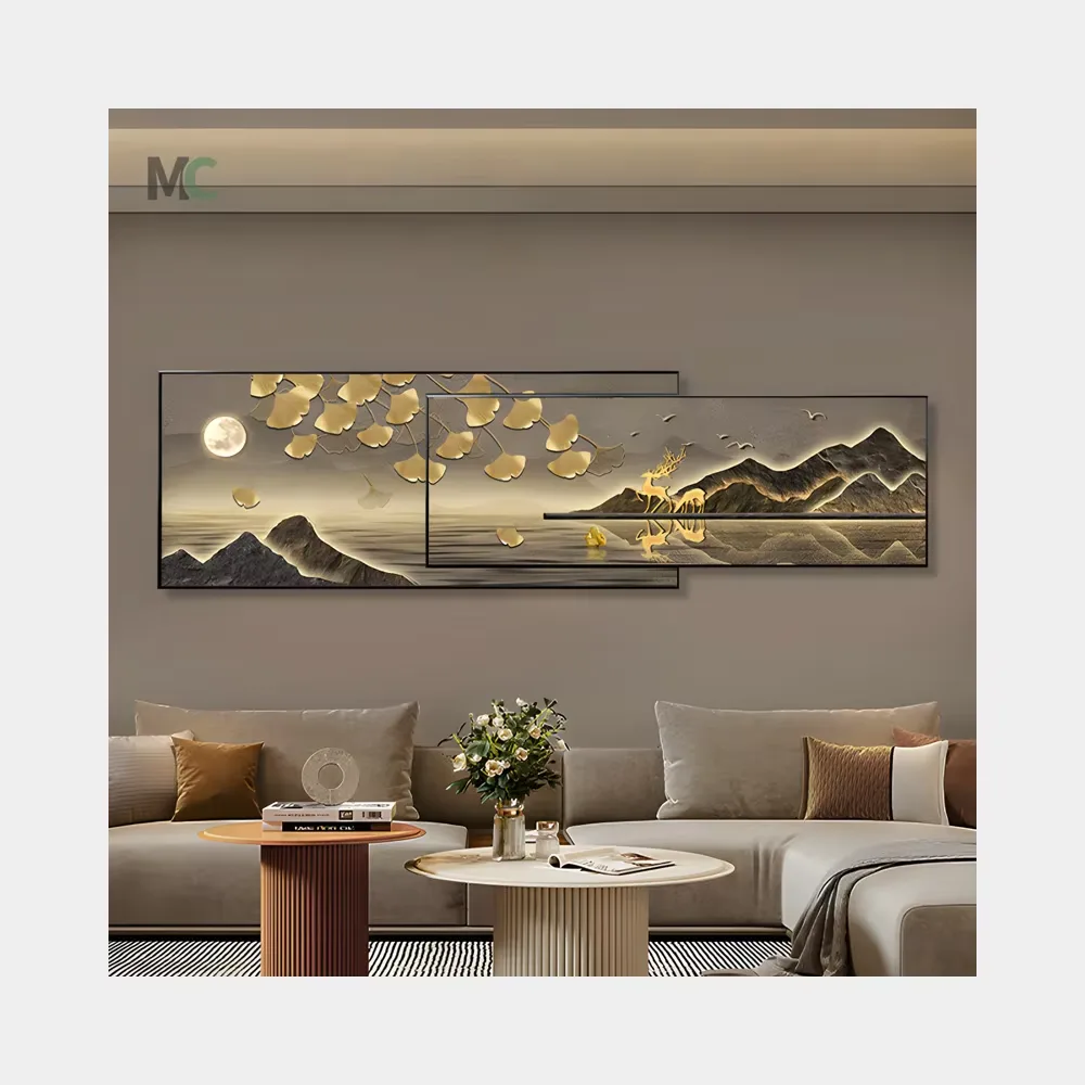 银杏 单幅 装饰画 轻奢风 客厅背景墙挂画 晶瓷画